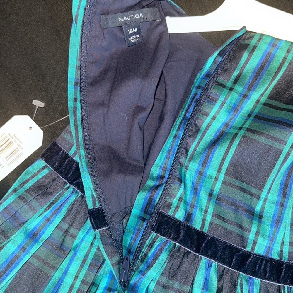 Nautica Teal and Navy Plaid Dress